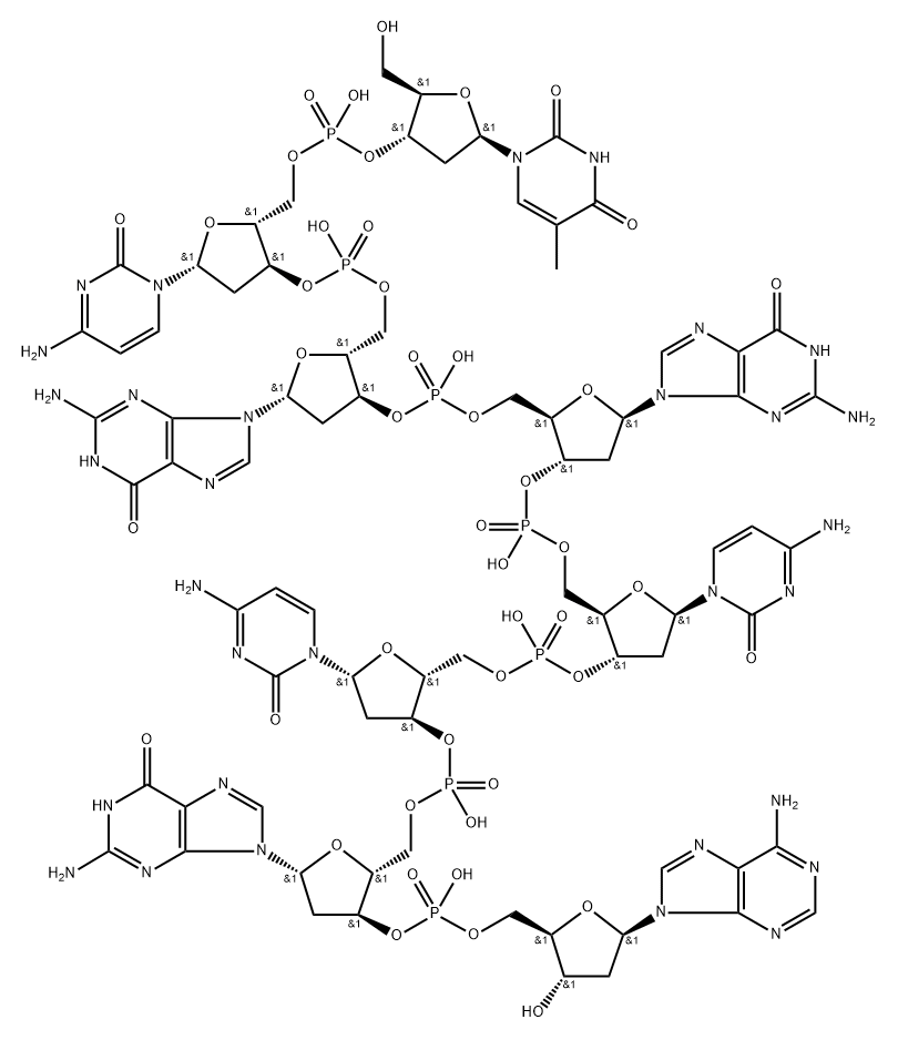 thymidylyl-(3'->5')-2'-deoxycytidylyl-(3'->5')-2'-deoxyguanylyl-(3'->5')-2'-deoxyguanylyl-(3'->5')-2'-deoxycytidylyl-(3'->5')-2'-deoxycytidylyl-(3'->5')-2'-deoxyguanylyl-(3'->5')-2'-deoxyadenosine Structure