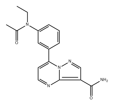 Zaleplon Related Compound C (25 mg) (7-[3-(N-ethylacetamido)phenyl]pyrazolo[1,5-a]pyrimidine-3-carboxamide) Structure