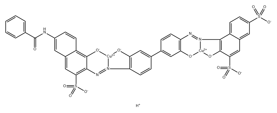 trihydrogen [mu-[4-[[4'-[[6-benzamido-1-hydroxy-3-sulpho-2-naphthyl]azo]-3,3'-dihydroxy[1,1'-biphenyl]-4-yl]azo]-3-hydroxynaphthalene-2,7-disulphonato(7-)]]dicuprate(3-) 结构式