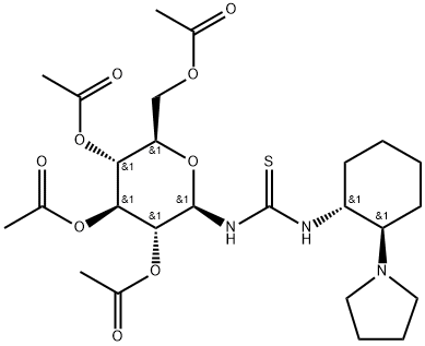 N-[(1R,2R)-2-(1-pyrrolidinyl)cyclohexyl]-N'-(2,3,4,6-tetra-O-acetyl-β-D-glucopyranosyl)-Thiourea Structure