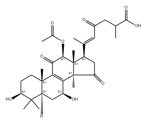 Lanosta-8,20(22)-dien-26-oic acid, 12-(acetyloxy)-3,7-dihydroxy-11,15,23-trioxo-, (3β,7β,12β,20E)- Structure