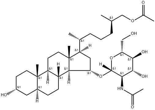 [(25R)-26-(Acetyloxy)-3α-hydroxy-5α-cholestan-15α-yl]2-(acetylamino)-2-deoxy-β-D-glucopyranoside Struktur