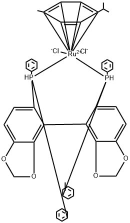 二氯[(S)-(+)-5,5'-双(1,1-二苯基膦)-4,4'-联-1,3-苯并二恶茂](对伞花烃)钌(II),944451-29-0,结构式