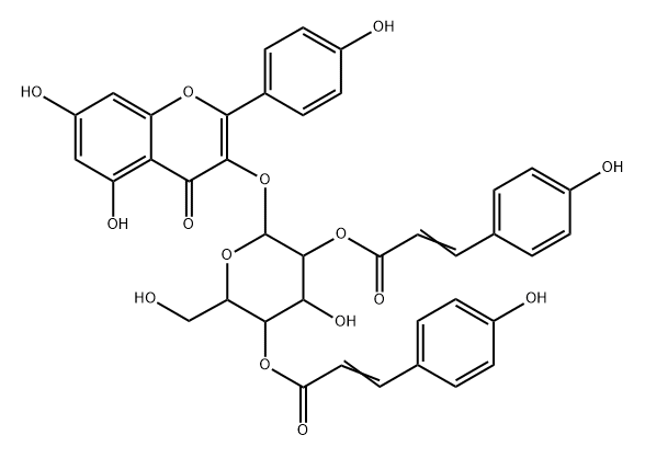 kaempferol-2,4-dicoumaroyl-3-O-glucoside 化学構造式