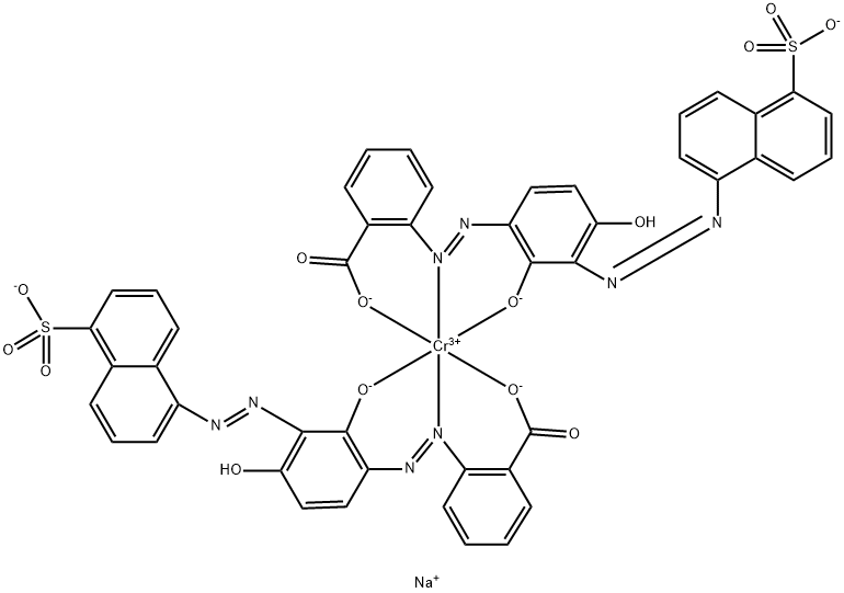 Chromate(3-), bis2-2-(hydroxy-.kappa.O)-4-hydroxy-3-(5-sulfo-1-naphthalenyl)azo-.kappa.N1phenylazobenzoato(3-)-.kappa.O-, trisodium Struktur
