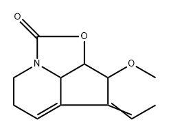 1H-2-Oxa-7a-azacyclopent[cd]inden-1-one,  4-ethylidene-2a,3,4,6,7,7b-hexahydro-3-methoxy-,  (2a-alpha-,3-alpha-,4Z,7b-alpha-)- Struktur