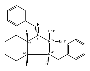 Nickel, [[N1(S),N2(S),1R,2R]-N1,N2-bis(phenylmethyl)-1,2-cyclohexanediamine-κN1,κN2]dibromo-, (T-4)- Structure
