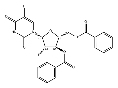 3',5'-Di-O-benzoyl-2'-deoxy-2'-fluoro-5-fluoro-arabinouridine Structure