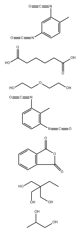 Hexanedioic acid, polymer with 1,3-diisocyanato-2-methylbenzene, 2,4-diisocyanato-1-methylbenzene, 2-ethyl-2-(hydroxymethyl)-1,3-propanediol, 1,3-isobenzofurandione, 2,2'-oxybis[ethanol] and 1,2-propanediol 结构式