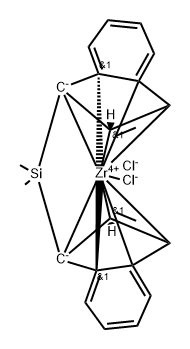 Zirconium, dichloro[(1S,1'S)-(dimethylsilylene)bis[(1,2,3,3a,7a-η)-1H-inden-1-ylidene]]- 化学構造式