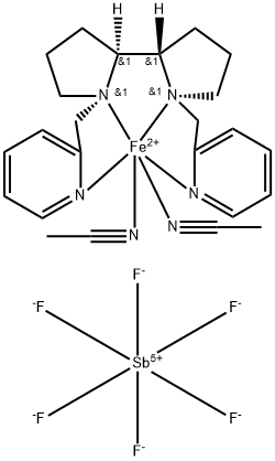 (2S,2'S) - ( - ) - [N,N'-双(2 - 吡啶基甲基]-2,2' - 联吡咯烷双(乙腈)铁(II)六氟锑酸盐 结构式
