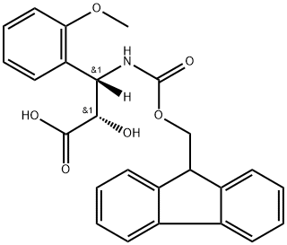 (2S,3S)-3-((((9H-芴-9-基)甲氧基)羰基)氨基)-2-羟基-3-(2-甲氧基苯基)丙酸, 959576-01-3, 结构式