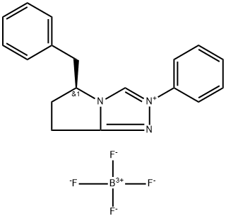 (S)-5-Benzyl-2-phenyl-6,7-dihydro-5H-pyrrolo[2,1-c][1,2,4]triazol-2-ium tetrafluoroborate Structure