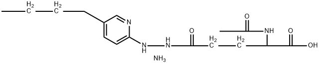 (S)-2-アセチルアミノ-5-[2-(5-ブチル-2-ピリジニル)ヒドラジノ]-5-オキソペンタン酸アンモニウム 化学構造式