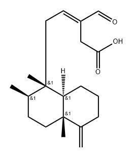 (E)-5-[(1S,8aβ)-Decahydro-1,2α,4aα-trimethyl-5-methylenenaphthalen-1β-yl]-3-formyl-3-pentenoic acid 结构式