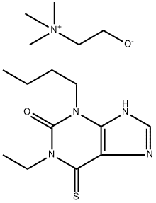Ethanaminium, 2-hydroxy-N,N,N-trimethyl-, inner salt, compd. with 3-butyl-1-ethyl-1,3,6,9-tetrahydro-6-thioxo-2H-purin-2-one (1:1) Structure