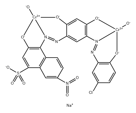 sodium [mu-[4-[[5-[(5-chloro-2-hydroxyphenyl)azo]-2,4-dihydroxyphenyl]azo]-3-hydroxy-7-nitronaphthalene-1-sulphonato(5-)]]dihydroxydichromate(1-) Struktur