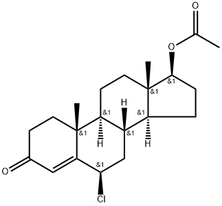 Androst-4-en-3-one, 6β-chloro-17β-hydroxy-, acetate (7CI,8CI) Struktur