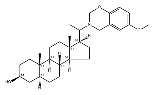 5α-Pregnan-3β-ol, 20-(6-methoxy-2H-1,3-benzoxazin-3(4H)-yl)- (7CI) Structure