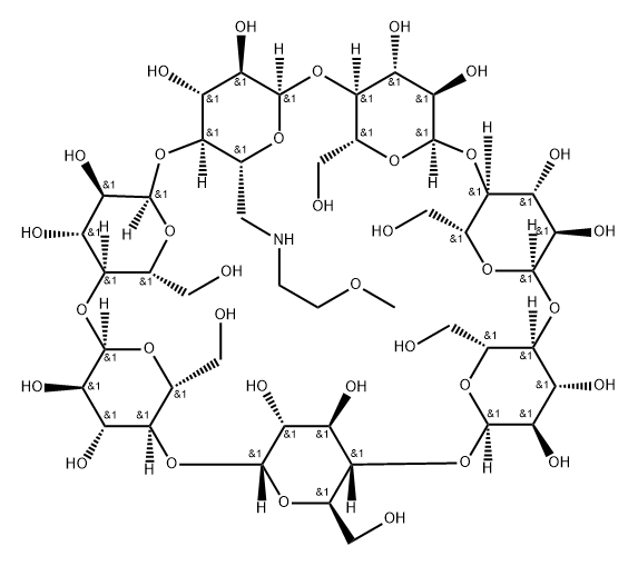 β-Cyclodextrin, 6A-deoxy-6A-[(2-methoxyethyl)amino]- (9CI) 结构式