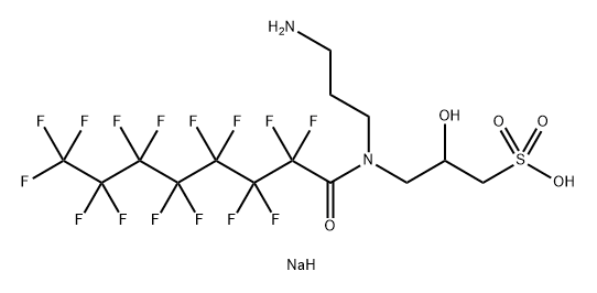 1-Propanesulfonic acid, 3-[(3-aminopropyl)(2,2,3,3,4,4,5,5,6,6,7,7,8,8,8-pentadecafluoro-1-oxooctyl)amino]-2-hydroxy-, sodium salt (1:1) Structure