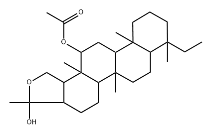 4β-Ethyl-2',5',17β,17aα-tetrahydro-2',4,8-trimethyl-D-homo-5α-androstano[17,17a-c]furan-2',12α-diol 12-acetate Structure