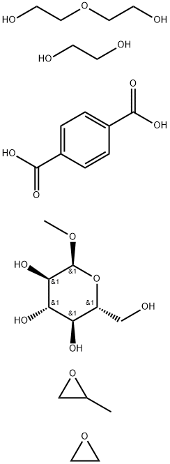 α-D-Glucopyranoside, methyl, polymer with 1,4-benzenedicarboxylic acid, 1,2-ethanediol, methyloxirane, oxirane and 2,2'-oxybis[ethanol] Structure