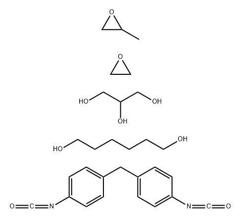 1,6-已二醇与1,1'-亚甲基双(4-异氰酸根合苯)和(甲基环氧乙烷与环氧乙烷的聚合物与1,2,3-丙三醇的醚化物)的聚合物 结构式