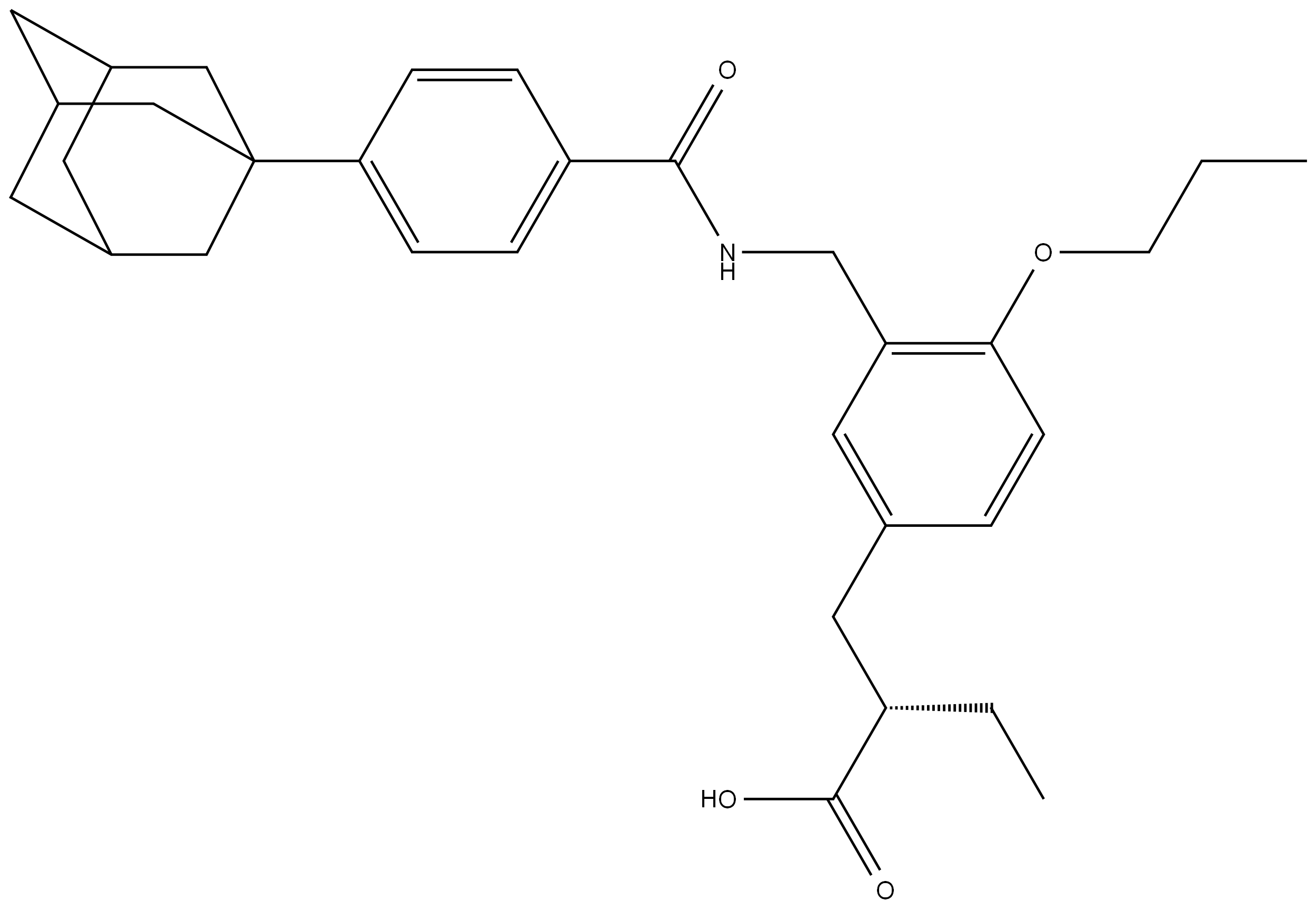 Benzenepropanoic acid, α-ethyl-4-propoxy-3-[[(4-tricyclo[3.3.1.13,7]dec-1-ylbenzoyl)amino]methyl]-, (αS)- Structure