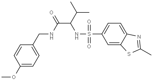 N-(4-Methoxybenzyl)-3-methyl-2-(2-methylbenzothiazole-6-sulfonamido)butanamide Structure