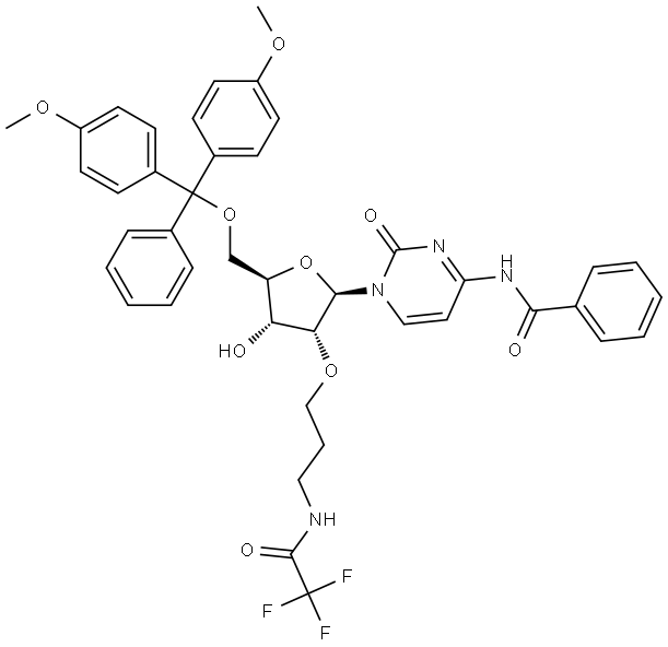 N4-Benzoyl-5’-O-DMTr-2’-O-(N3-trifluoroacetyl) aminopropyl cytidine Structure