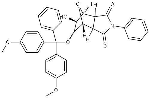 (4R,5R,6S,7S)-5-(bis(4-methoxyphenyl)(phenyl)methoxy)-6-hydroxy-2-phenylhexahydro-1H-4,7-epoxyisoindole-1,3(2H)-dione,1070909-80-6,结构式