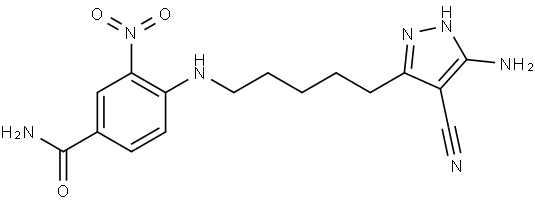 Benzamide, 4-[[5-(5-amino-4-cyano-1H-pyrazol-3-yl)pentyl]amino]-3-nitro-|
