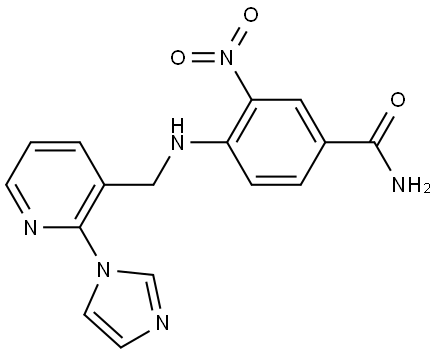 Benzamide, 4-[[[2-(1H-imidazol-1-yl)-3-pyridinyl]methyl]amino]-3-nitro- Structure
