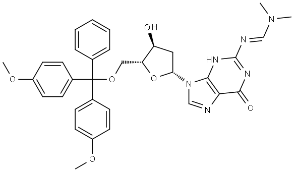 Guanosine, 5'-O-[bis(4-methoxyphenyl)phenylmethyl]-2'-deoxy-N-[(dimethylamino)methylene]-, [N(E)]-|
