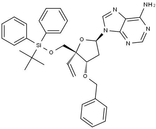 2′-Deoxy-5′-O-[(1,1-dimethylethyl)diphenylsilyl]-4′-C-ethenyl-3′-O-(phenylmethyl)adenosine Structure