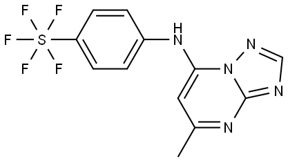 Sulfur, pentafluoro[4-[(5-methyl[1,2,4]triazolo[1,5-a]pyrimidin-7-yl)amino]phenyl]-, (OC-6-21)- 结构式