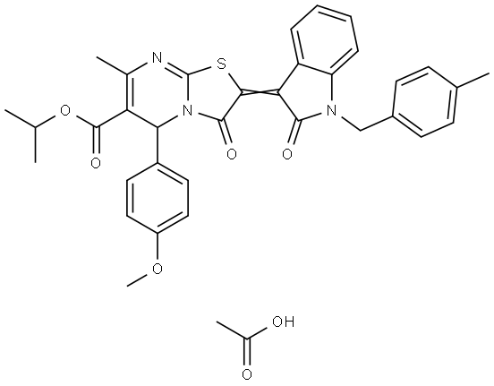 ISOPROPYL (2Z)-5-(4-METHOXYPHENYL)-7-METHYL-2-[1-(4-METHYLBENZYL)-2-OXO-1,2-DIHYDRO-3H-INDOL-3-YLIDENE]-3-OXO-2,3-DIHYDRO-5H-[1,3]THIAZOLO[3,2-A]PYRIMIDINE-6-CARBOXYLATE ACETATE Struktur