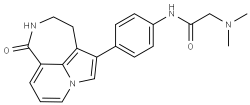 2-(dimethylamino)-N-(4-(1-oxo-1,2,3,4-tetrahydroazepino[3,4,5-hi]indolizin-5-yl)phenyl)acetamide 化学構造式