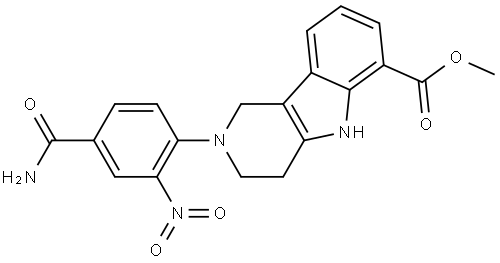 1H-Pyrido[4,3-b]indole-6-carboxylic acid, 2-[4-(aminocarbonyl)-2-nitrophenyl]-2,3,4,5-tetrahydro-, methyl ester Structure