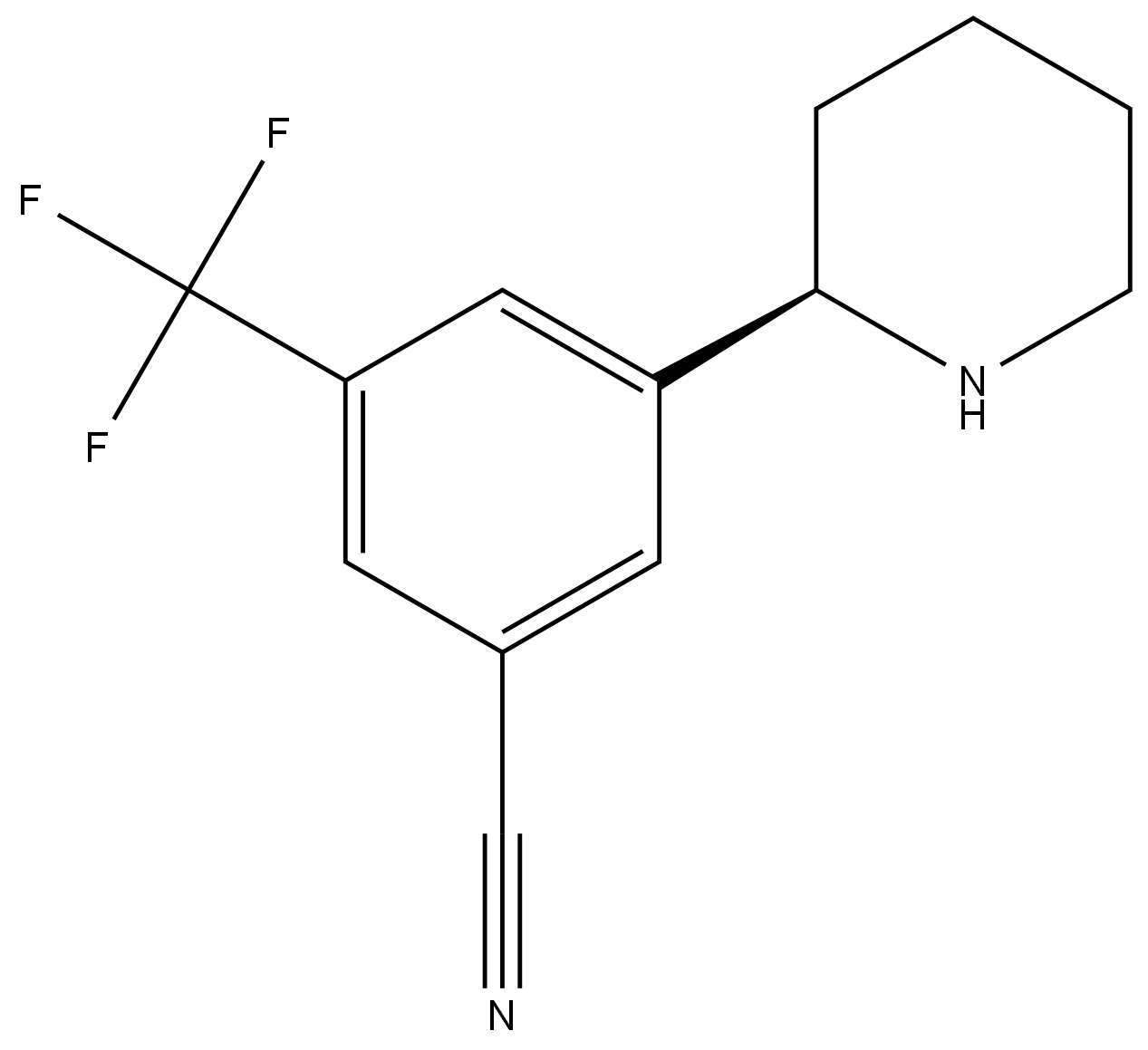 3-[(2R)-PIPERIDIN-2-YL]-5-(TRIFLUOROMETHYL)BENZONITRILE 结构式