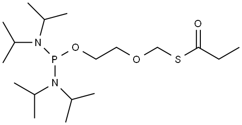 S-((2-((bis(diisopropylamino)phosphino)oxy)ethoxy)methyl) propanethioate Structure