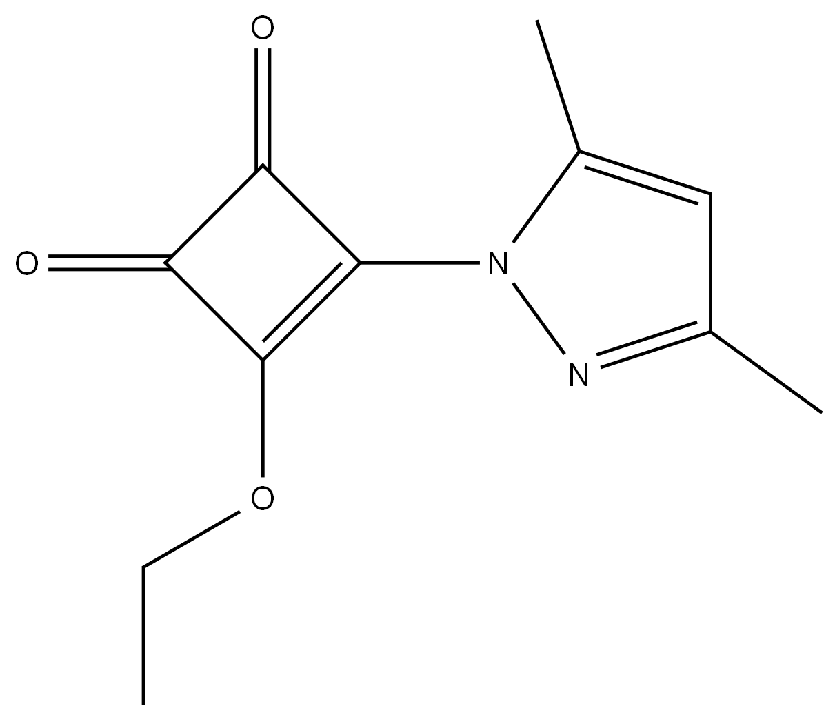 3-(3,5-二甲基-1H-吡唑-1-基)-4-乙氧基-3-环丁烯-1,2-二酮,1257541-22-2,结构式