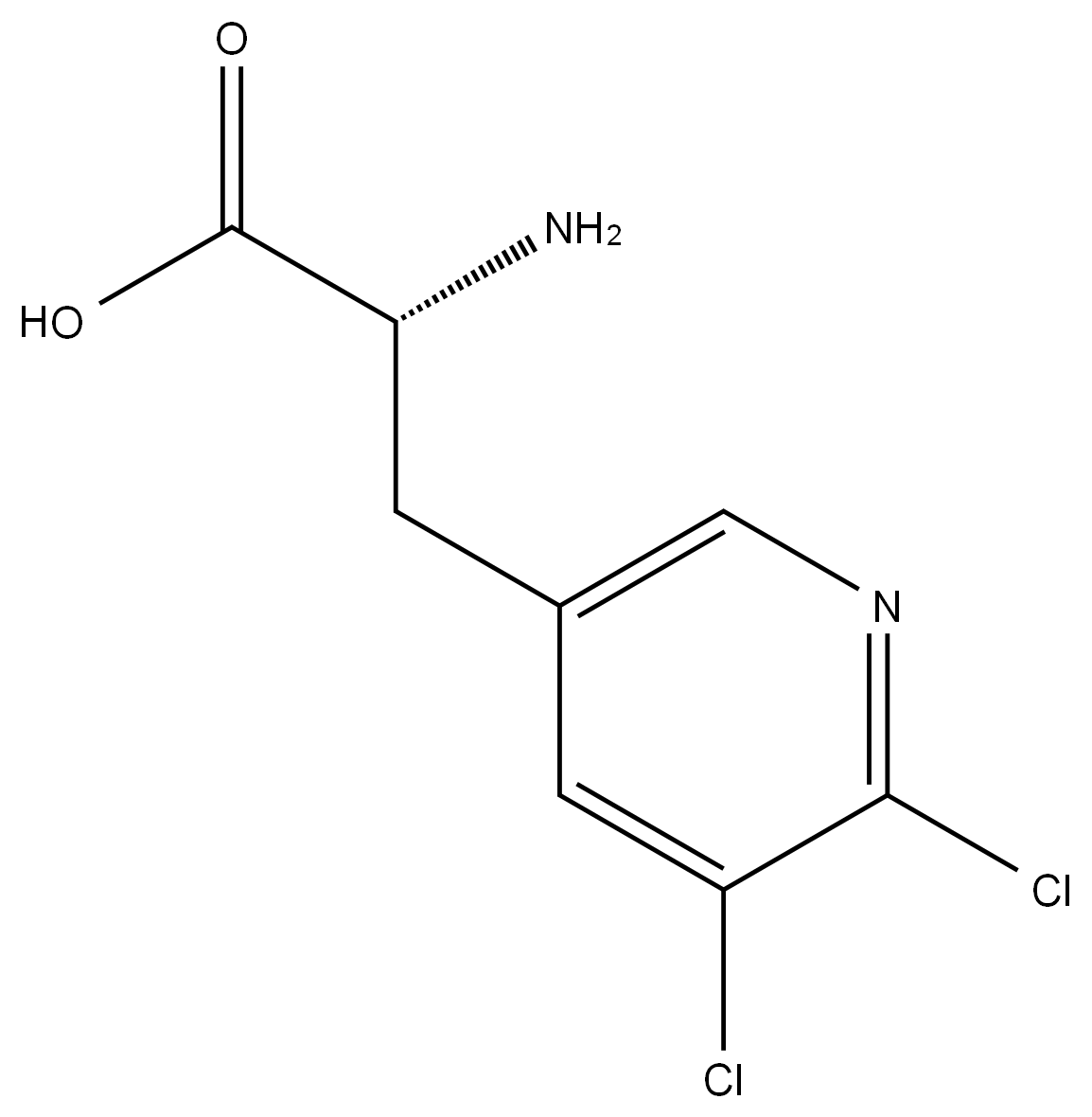 (2R)-2-AMINO-3-(5,6-DICHLOROPYRIDIN-3-YL)PROPANOIC ACID 结构式