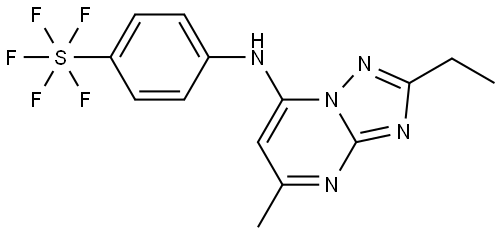 Sulfur, [4-[[2-ethyl-5-methyl[1,2,4]triazolo[1,5-a]pyrimidin-7-yl]amino]phenyl]pentafluoro-, (OC-6-21)- Structure