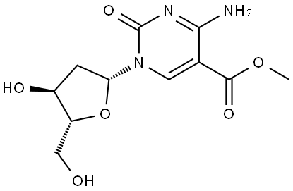 5-Pyrimidinecarboxylic acid, 4-amino-1-(2-deoxy-β-D-erythro-pentofuranosyl)-1,2-dihydro-2-oxo-, methyl ester Struktur