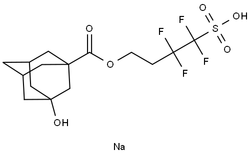 Tricyclo[3.3.1.13,7]decane-1-carboxylic acid, 3-hydroxy-, 3,3,4,4-tetrafluoro-4-sulfobutyl ester, sodium salt (1:1) Struktur