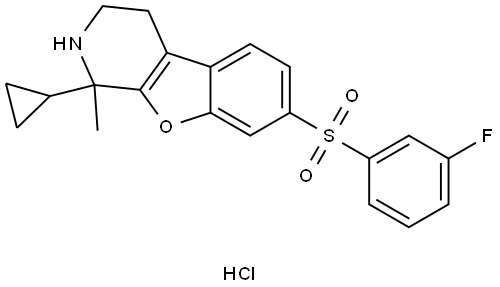 1-cyclopropyl-7-((3-fluorophenyl)sulfonyl)-1-methyl-1,2,3,4-tetrahydrobenzofuro[2,3-c]pyridine hydrochloride Structure