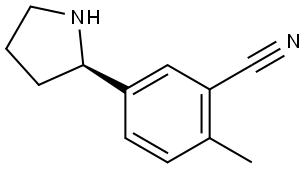 2-METHYL-5-[(2R)-PYRROLIDIN-2-YL]BENZONITRILE 结构式