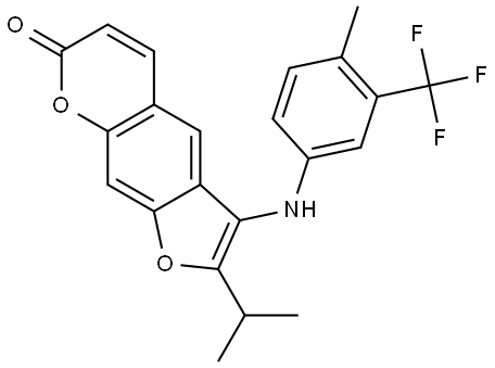 7H-Furo[3,2-g][1]benzopyran-7-one, 2-(1-methylethyl)-3-[[4-methyl-3-(trifluoromethyl)phenyl]amino]-,1338383-78-0,结构式